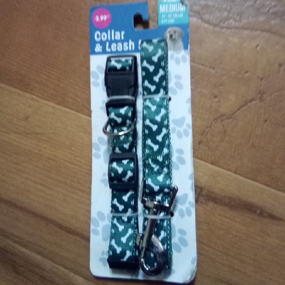 BRAND new !!!Green Dog Collar and Leash Set